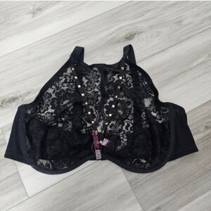 Elegant Black Lace Bralette Sz 46dd